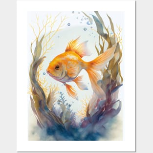 Fancy Pet Goldfish Watercolor Posters and Art